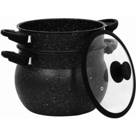 Couscoussier GREBLON 9L en Pierre avec Couvercle en Verre