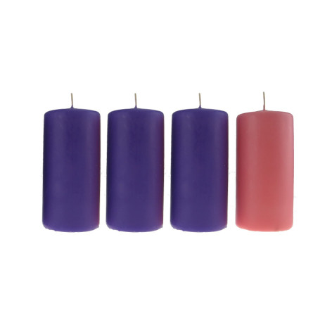 Lot de 4 Bougies de l'Avent Lilas - Grande Taille Artisanales