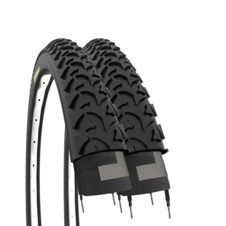Pack de 2 Pneus ECOVELO 20 x 1.75 pour VTT et Vélo de Ville - Noir