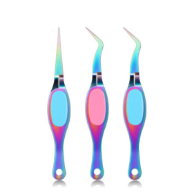 Lot de 3 pinces à épiler en acier inoxydable pour nail art et loisirs créatifs