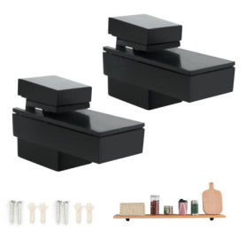 Support de Fixation Réglable pour Étagère Murale - Pince à Verre Noir