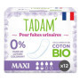 Serviettes Maxi Hypoallergéniques TADAM - Protection Urinaire en Coton Bio - Sachet de 12