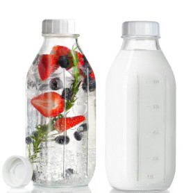 Lot de 2 Bouteilles en Verre Transparent avec Couvercle - 1L
