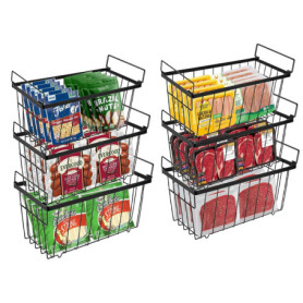 Set de 6 Paniers Empilables pour Congélateur avec Poignées - Organisation Facile des Aliments Congelés