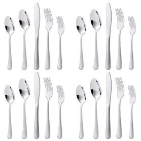 Ensemble de Couverts en Acier Inoxydable pour 4 Personnes - 20 Pièces Argentées