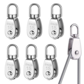 Set de 6 Poulies en Acier Inoxydable M15 avec Crochet Rotatif