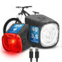 Kit d'Éclairage de Vélo Fischer avec Feu Avant et Arrière - Rechargeable USB