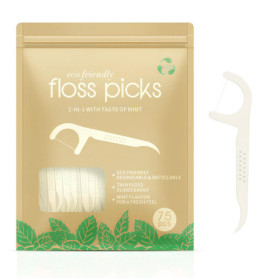 Fil Dentaire Menthe avec Manche - 75 Unités pour Soins Dentaires Efficaces