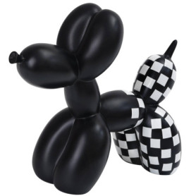 Statue de Chien à Carreaux Noir et Blanc - Décoration Moderne pour Salon et Bureau