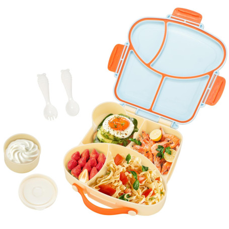 Boîte Repas Enfant 900ML VINATO - Lunch Box Hermétique avec Couverts - Bleu