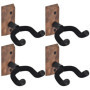 Support mural pour guitare en bois - Lot de 4 avec crochets réglables