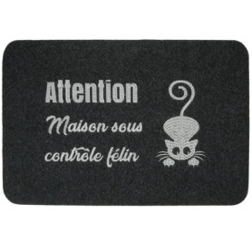 Paillasson Antidérapant Design Chat 60x40 cm - Tapis Lavable pour Intérieur et Extérieur