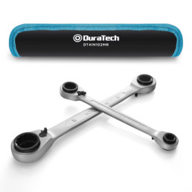 DURATECH Lot de 2 clés à cliquet réversibles 4-en-1 - Métriques 8 à 19 mm