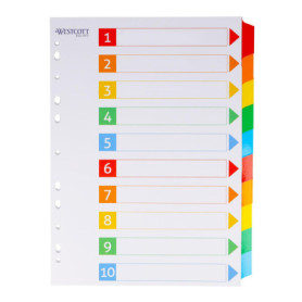 Registre A4 Westcott avec 10 Onglets Inscriptibles Multicolores