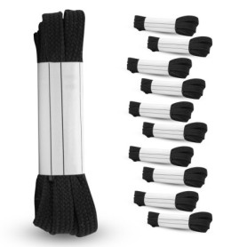 Pack de 10 Lacets Plats Noirs pour Baskets et Bottes - 1000 x 5 mm
