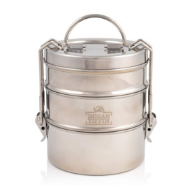 Boîte à Lunch Tiffin en Acier Inoxydable à 3 Niveaux - Indian-Tiffin