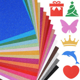 Lot de 20 Feuilles de Papier Cartonné Pailleté A4 - 20 Couleurs Brillantes pour Artisanat