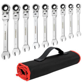 Jeu de Clés Plates à Cliquet 9 Pièces - HYCHIKA pour Bricolage et Réparation Automobile