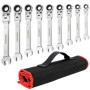 Jeu de Clés Plates à Cliquet 9 Pièces - HYCHIKA pour Bricolage et Réparation Automobile