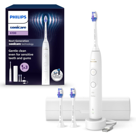 Philips Sonicare 6100 - Brosse à dents électrique avec mode doux et étui de voyage
