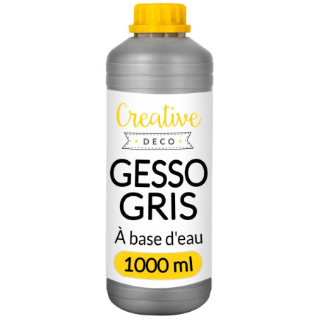 Creative Deco Gesso Acrylique Gris 1L - Sous-Couche et Apprêt pour Peinture