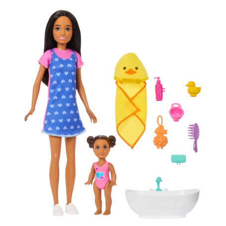Coffret Barbie Skipper Baby-Sitter avec Poupées et Accessoires