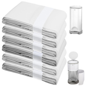 Lot de 6 Recharges Anti-Odeur pour Poubelle à Couches - 16L, Blanc