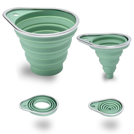 Ensemble d'Entonnoirs en Silicone Pliables avec Bord en Acier Inoxydable - Grand et Petit