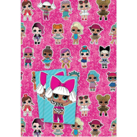 Papier Cadeau L.O.L. Surprise ! - Lot de 8 Feuilles avec Étiquettes