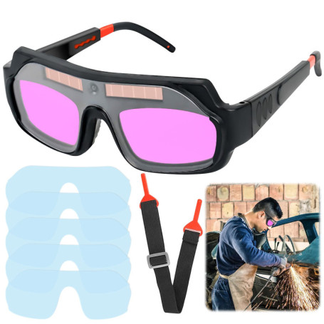 Lunettes de Soudage Automatiques à Énergie Solaire avec 5 Verres de Rechange