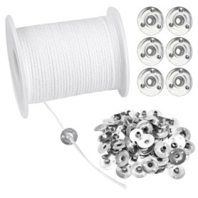 Kit de Mèches pour Bougies - 61m de Coton avec 100 Supports Inclus
