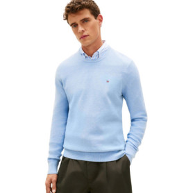 Pull-Over Tommy Hilfiger Essential Structure à Col Rond pour Homme - Bleu Vessel