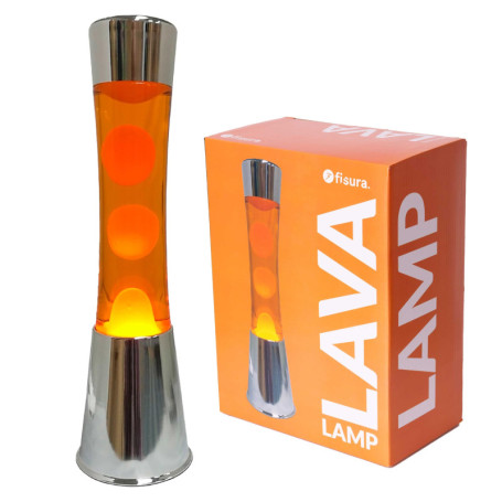 Lampe à Lave FISURA Orange avec Base Chromée - Ambiance Rétro et Relaxante