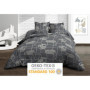 Parure de Lit 140x190 en Pur Coton - Gris Linea avec Taies d'Oreiller