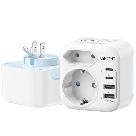 Adaptateur de Voyage LENCENT Type A avec USB-C pour USA et Japon