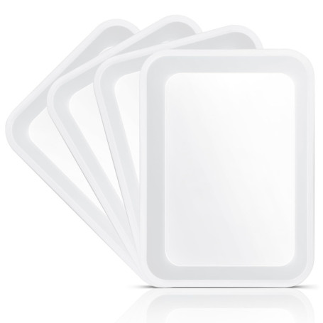 Set de 4 Plateaux de Service Rectangulaires en Plastique VINATO - Blanc, Empilables et Pratiques