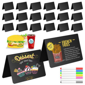 VINATO Mini Tableaux PVC V - 20 Pièces avec Marqueurs et Chiffon pour Événements