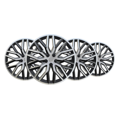 +PWR Enjoliveurs 16" Nova Noir/Argent - Lot de 4 pièces Universels
