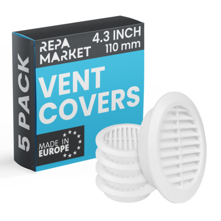 Lot de 5 grilles d'aération blanches avec moustiquaire - 110 mm - Repa Market