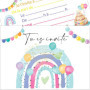 Cartes d'Invitation Anniversaire Arc-en-Ciel - 20 Pièces Écologiques