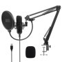 Microphone USB August REC100 avec Bras Articulé et Filtre Pop pour Enregistrement Studio