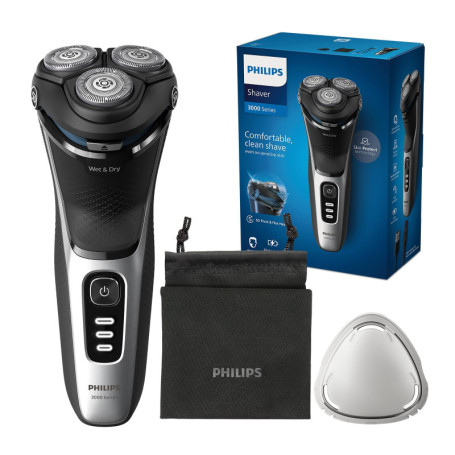 Rasoir Électrique Philips Series 3000 Wet & Dry pour Hommes avec Housse de Voyage