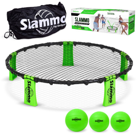 GoSports Ensemble Slammo - Jeu de Filet Circulaire avec 3 Balles et Étui
