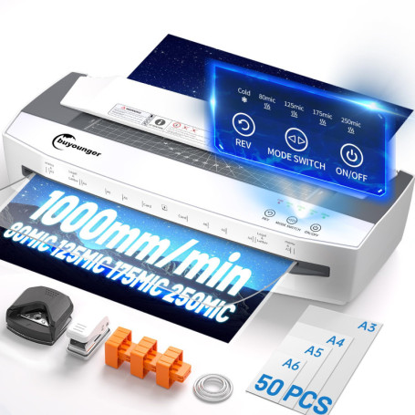 Buyounger Plastifieuse A3 11 en 1 avec Fonction Anti-Bourrage et Préchauffage Rapide