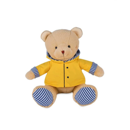 Peluche Marin Ours Ciré Jaune 28 cm - Doudou Doux pour Enfants