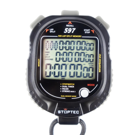 Chronomètre Stoptec 597 avec Grand Écran et Mémoire de 500 Temps