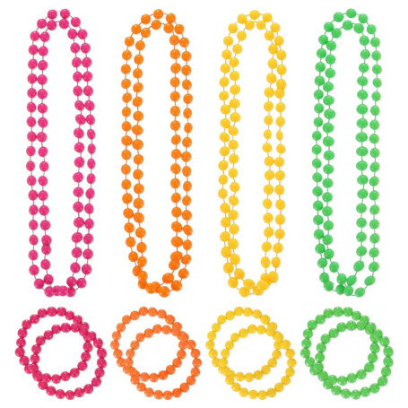 Ensemble de Bijoux Rétro Années 80 - 12 Accessoires Colorés pour Fêtes et Festivals