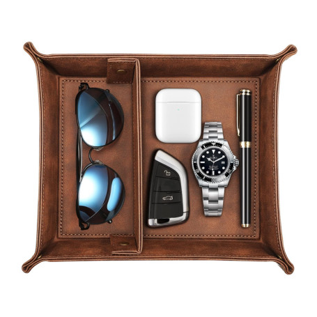 Organisateur de Rangement en Cuir PU SITHON avec 2 Compartiments - Brun