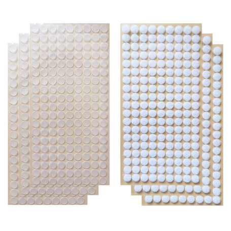 Capsules Autocollantes Transparentes 10mm - 504 Paires de Crochets et Boucles