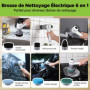 Brosse de Nettoyage Rotative WORKPRO avec 6 Têtes Interchangeables